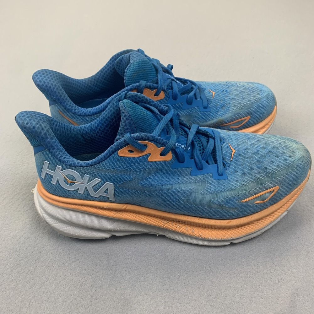 Hoka One One Clifton 9 Running Shoes Mens Size 8 Blue Cushioned 1127895 CSAA